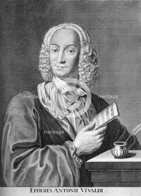 Antonio Vivaldi, Italian Baroque composer, Catholic priest, and virtuoso violinist, 1725. Artist: Peter La Cave