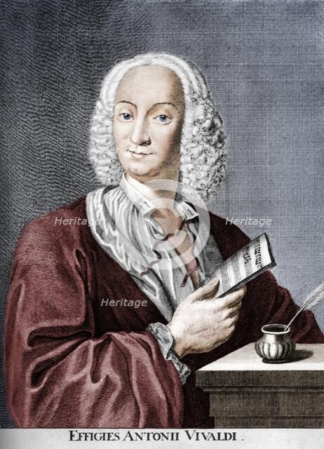 Antonio Vivaldi, Italian Baroque composer, Catholic priest, and virtuoso violinist, 1725. Artist: Peter La Cave.