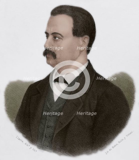 Antonio Cánovas del Castillo, (1828-1897), Spanish politician and historian, 1869. Creator: Santiago Llanta.