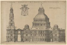 Antonio da Sangallo's project for St Peter's, plan of the façade extended to the left w..., 1540-49. Creator: Unknown