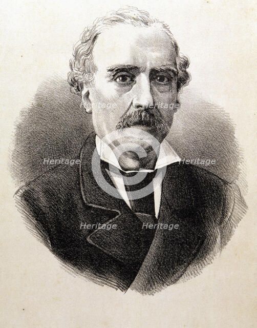 Antonio de Bofarull i Broca (1821-1892), Catalan writer, engraving of 1876.