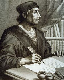 Antonio de Nebrija (1444-1522), Spanish humanist and grammarian, engraving in the collection Ill…