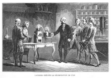 Antoine Laurent Lavoisier, French chemist, demonstrating his discovery of oxygen, 1776 (1874). Creator: Unknown