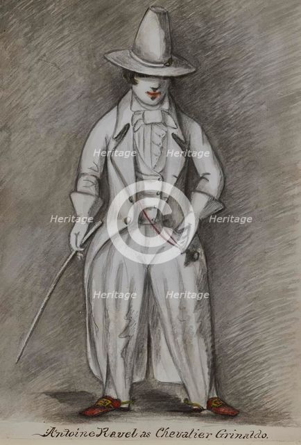 Antoine Ravel as Chevalier Grinaldo, 1855-1859. Creator: Alfred Jacob Miller.