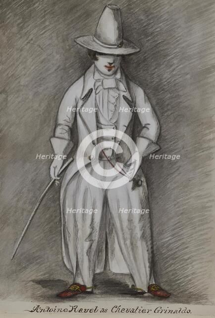 Antoine Ravel as Chevalier Grinaldo, 1855-1859. Creator: Alfred Jacob Miller.