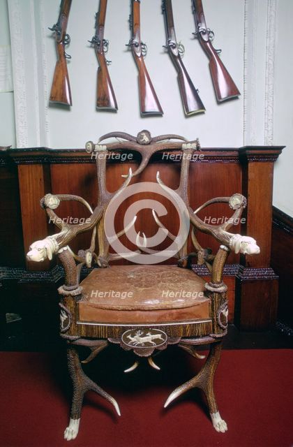 Antler chair, Blair Castle, Blair Atholl, Perthshire, Scotland. Creator: Tony Evans.