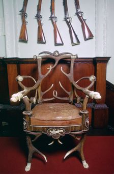 Antler chair, Blair Castle, Blair Atholl, Perthshire, Scotland. Creator: Tony Evans
