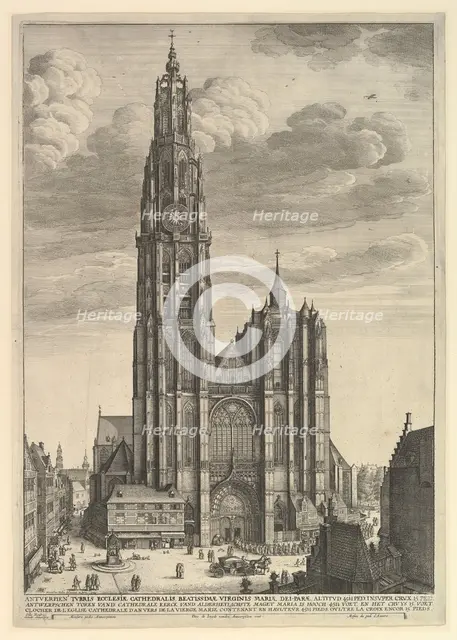 Antwerp Cathedral (Prospectvs Tvrris Ecclesiæ Cathedralis), 1625-77. Creator: Wenceslaus Hollar.