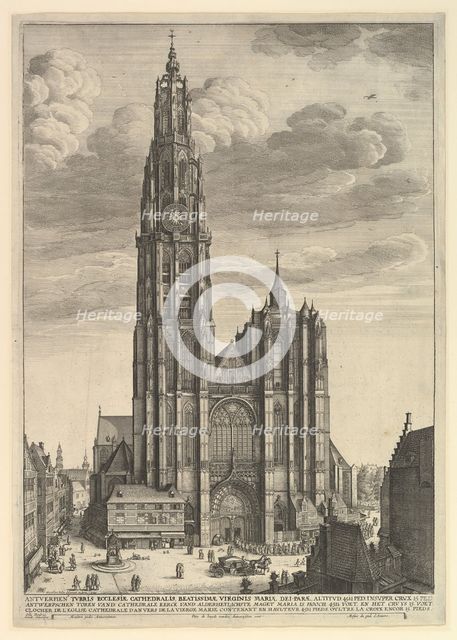 Antwerp Cathedral (Prospectvs Tvrris Ecclesiæ Cathedralis), 1625-77. Creator: Wenceslaus Hollar.