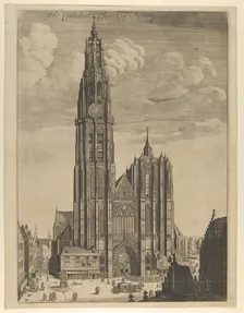 Antwerp Cathedral (Prospectvs Tvrris Ecclesiæ Cathedralis), 1649., 1649. Creator: Wenceslaus Hollar