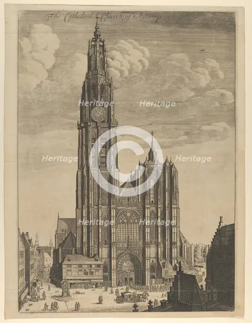 Antwerp Cathedral (Prospectvs Tvrris Ecclesiæ Cathedralis), 1649., 1649. Creator: Wenceslaus Hollar.