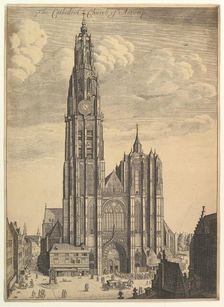Antwerp Cathedral (Prospectvs Tvrris Ecclesiæ Cathedralis), 1649. Creator: Wenceslaus Hollar