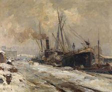 Antwerp Harbour in Winter, c1900-1920. Creator: Maurits Blieck