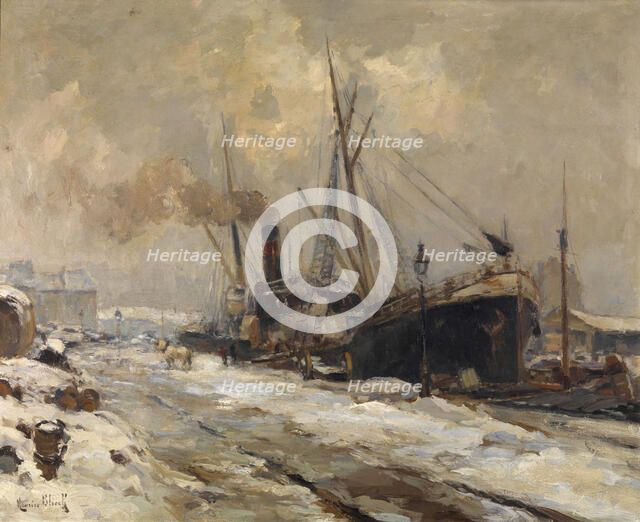 Antwerp Harbour in Winter, c1900-1920. Creator: Maurits Blieck.