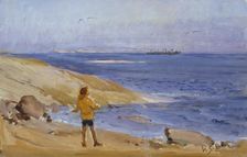 Antti on a Rocky Beach, 1908-1915. Creator: Venny Soldan-Brofeldt