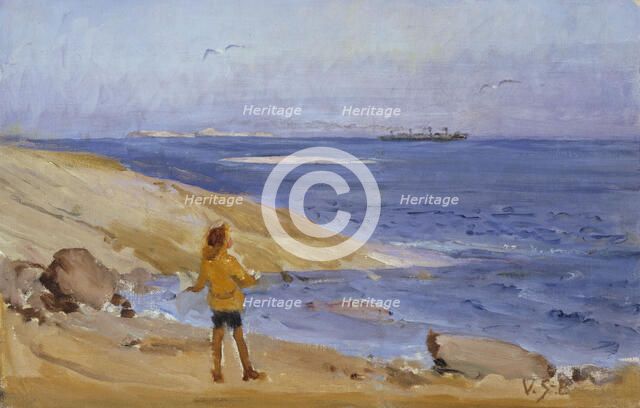 Antti on a Rocky Beach, 1908-1915. Creator: Venny Soldan-Brofeldt.