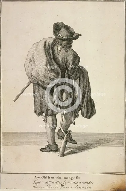 'Any Old Iron take money for', Cries of London, (c1688?). Artist: Anon