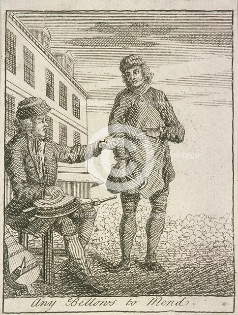 'Any Bellows to Mend', Cries of London, (c1688?). Artist: Anon