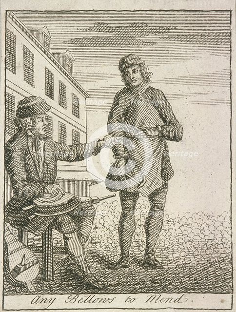 'Any Bellows to Mend', Cries of London, (c1688?). Artist: Anon