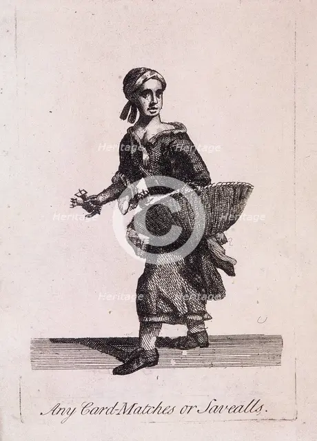 'Any Card Matches or Savealls', Cries of London, c1688. Artist: Anon