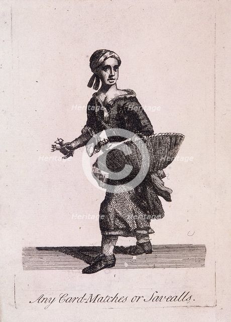 'Any Card Matches or Savealls', Cries of London, c1688. Artist: Anon