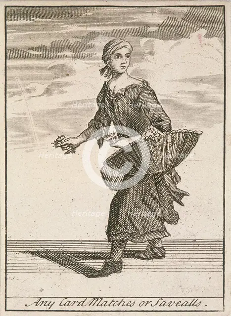 'Any Card Matches or Savealls', Cries of London, (c1688?). Artist: Anon