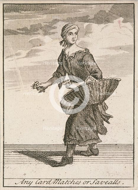 'Any Card Matches or Savealls', Cries of London, (c1688?). Artist: Anon