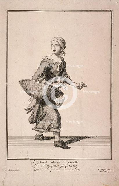 'Any Card matches or Savealls', from Cries of London, (c1688?). Artist: Anon