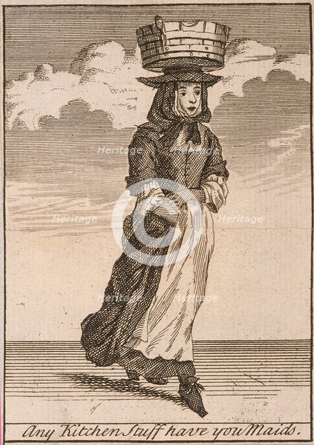 'Any Kitchen Stuff have you Maids', Cries of London, (c1688?). Artist: Anon