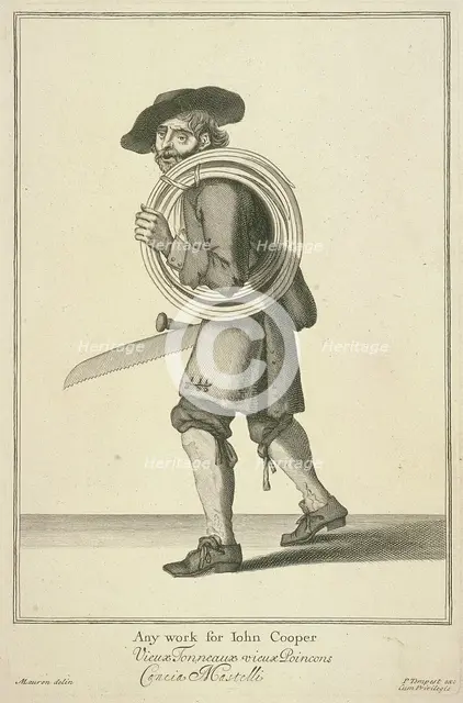 'Any work for John Cooper', Cries of London, (c1688?). Artist: Pierce Tempest