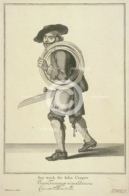 'Any work for John Cooper', Cries of London, (c1688?). Artist: Pierce Tempest