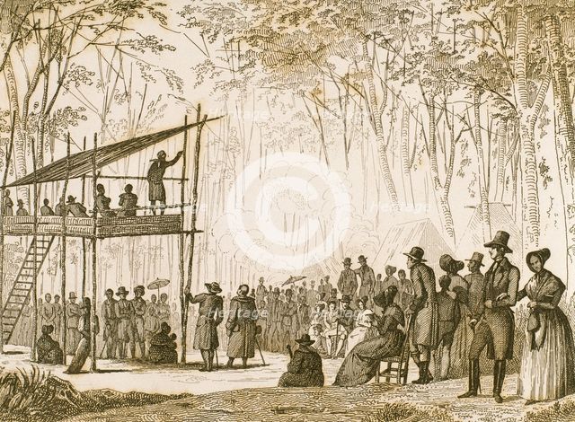 Anabaptist preaching, Virginia, USA, 1841.  Creator: Unknown.