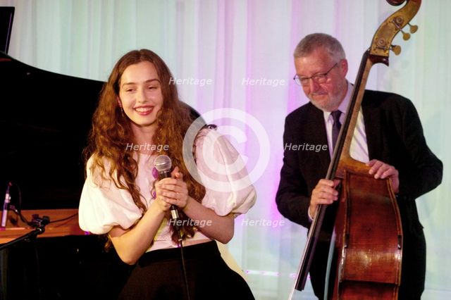 Anais Reno and Dave Green, Anais Reno Quartet, Watermill Jazz Club, Dorking, Surrey, July 2024. Creator: Brian O'Connor.