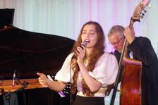 Anais Reno and Dave Green, Anais Reno Quartet, Watermill Jazz Club, Dorking, Surrey, July 2024. Creator: Brian O'Connor