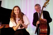 Anais Reno and Dave Green, Anais Reno Quartet, Watermill Jazz Club, Dorking, Surrey, July 2024. Creator: Brian O'Connor