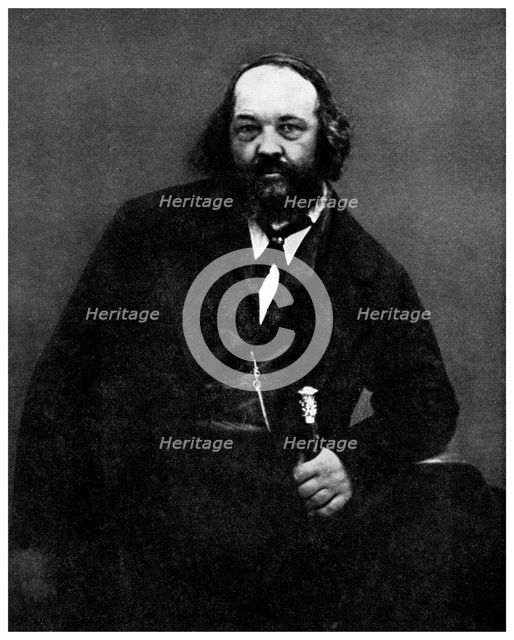 Anarchism: Mikhail Bakunin, Russian anarchist, 19th century (1956). Artist: Unknown