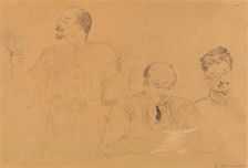Anatoly Lunacharsky (1875-1933), Vladimir Lenin (1870-1924) and Leon Trotsky (1879-1940), 1921