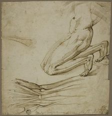 Anatomical Study and Sketch of Kneeling Figure, n.d. Creator: Unknown