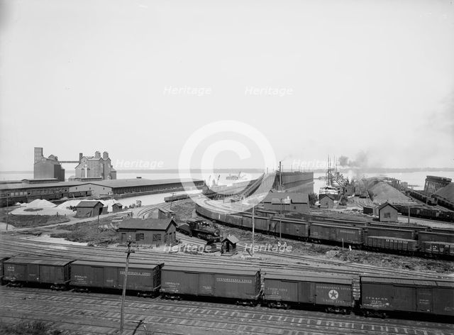 Anchor Line docks and Penna. R.R. [Pennsylvania Railroad] coal & ore docks, Erie, Pa., ca 1900. Creator: Unknown.