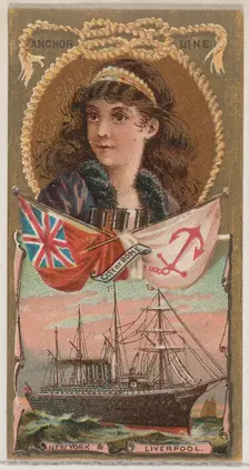 Anchor Line, from the Ocean and River Steamers series (N83) for Duke brand cigarettes, 1887., 1887. Creator: Unknown