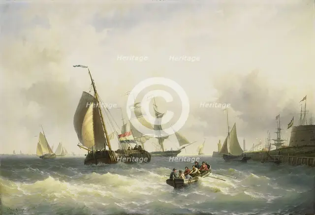 Anchorage at Bremerhaven, 1868. Creator: Willem Gruyter Jr.