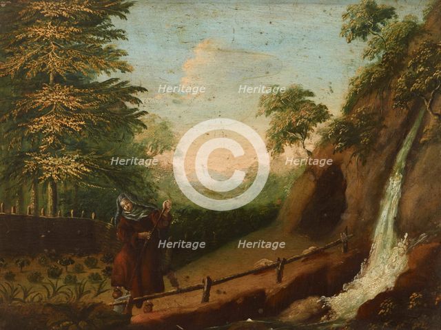 Anchoress Working in the Garden, between 1780-1815. Creator: Unknown.