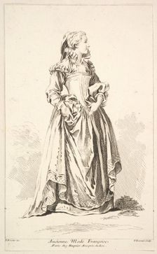 Ancienne Mode Françoise, from Recueil de diverses fig.res étrangeres Inventées par..., 18th century. Creator: Simon François Ravenet