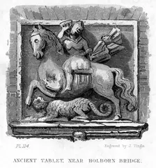 Ancient Tablet, Near Holborn Bridge London, 19th century.Artist: James Tingle