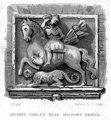 Ancient Tablet, Near Holborn Bridge London, 19th century.Artist: James Tingle