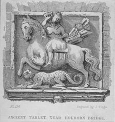 Ancient tablet, near Holborn Bridge London, c1830-1860. Artist: James Tingle
