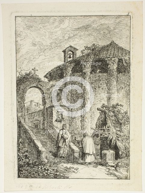Ancient Temple, plate five from Les Soirées de Rome, 1764. Creator: Hubert Robert.