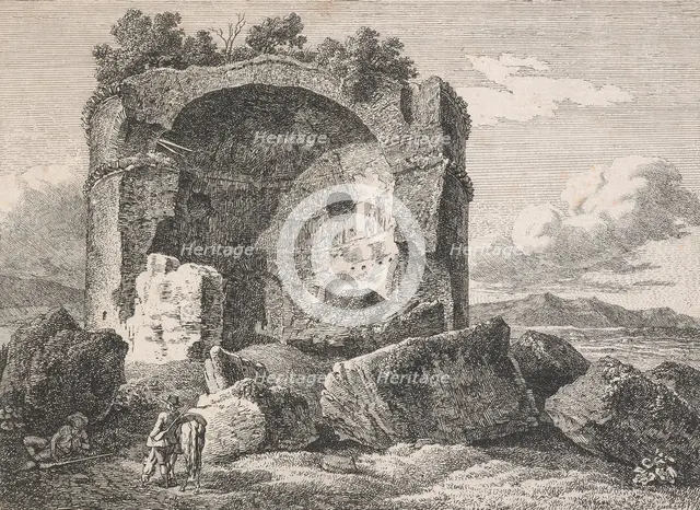Ancient tomb on the Via Nevia outside Porta Pia, 1792. Creator: Johann Christian Reinhart.