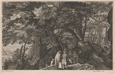 Ancient Trees by a Mountain Watermill, 1600/1615. Creators: Aegidius Sadeler II, Pieter Stevens