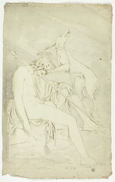 Ancient Bas-Relief of Sleeping Hunter and Dog, 1775. Creator: John Downman